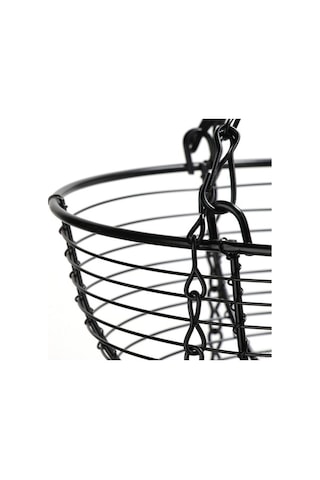 Novahub Demir Asılı Meyve Sepeti Retro, 3 Katmanlı Organizatör, Paslanmaz, Mutfak Dekorasyonu Siyah