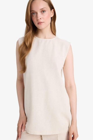 Defacto Regular Fit Bisiklet Yaka Basic Düz Keten Karışımlı Kolsuz Tunik D2953ax25smer42 Ekru