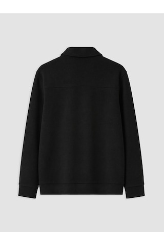 Lcwaıkıkı Classic Siyah Polo Yaka Erkek Fermuarlı Sweatshirt