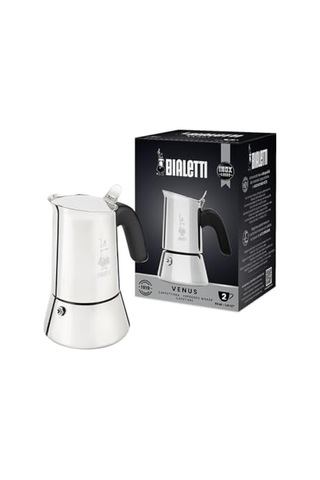 2 Cups Ocak Üstü Bol Köpüklü Espresso Pişirici - 100ml - Siyah Renk - Alüminyum Gövde - Patentli Güvenlik Valfi