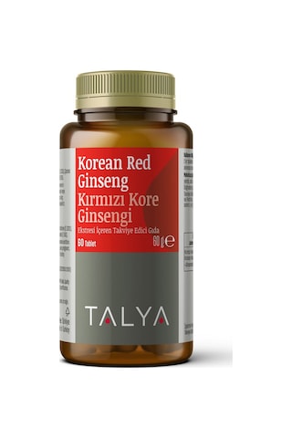Talya  Korean Red Ginseng Kırmızı Kore Ginsengi Eki İçeren Takviye Edici Gıda 60 Tablet