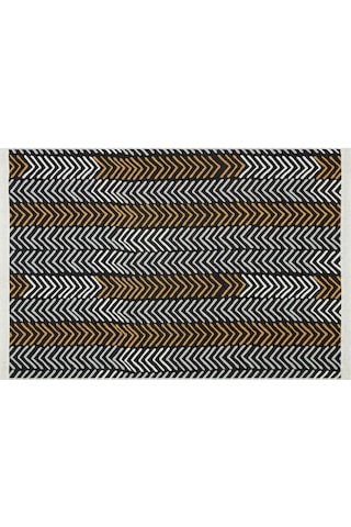 Whıte Black Yıkanabilir Çift Taraflı Modern Desenli Dokuma Kilim