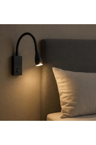 Lampist Lp-3860 3w Led Duvar Aplik 3000k Günışığı Düğmeli Siyah