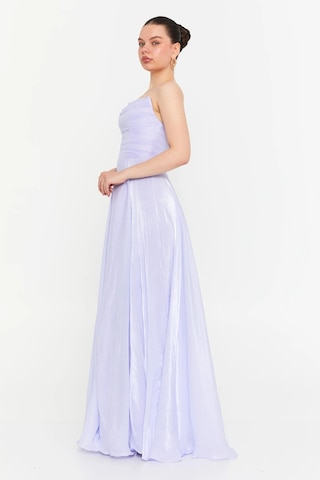Doridorca Kadın Straplez Şifon Maxi Boy Abiye Elbise 7066 Lila Lila