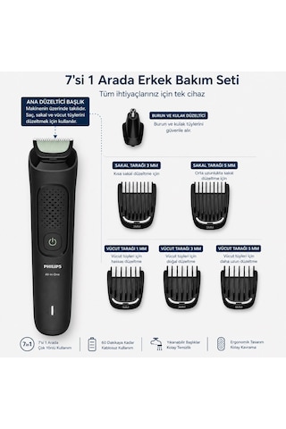 Philips 7in1 3000 Serisi Erkek Bakım Seti Saç Sakal Tıraş Makinesi + 100 Ml Erkek Parfüm
