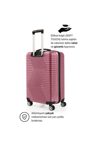 G&d Polo Suitcase Abs Kabin Ve Orta Boy Gül Kurusu 2'li Valiz Seti 600.08-set-ok Gülkurusu