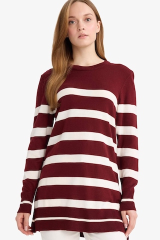 Defacto Regular Fit Bisiklet Yaka Çizgili Kazak Tunik C6031ax25wnbr281 Bordo-br281