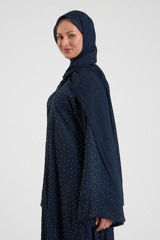Şakika Shine Taşlı Abaya Ferace & Şal - Standart Beden & Farklı Boy Koyu Lacivert