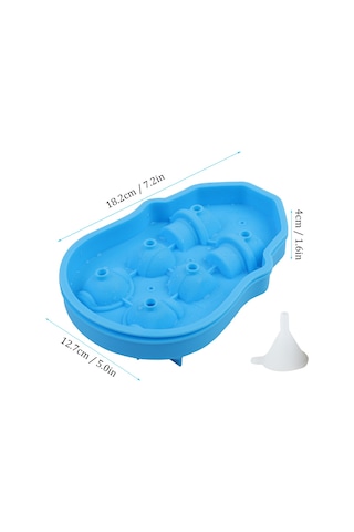 Ximistore9 3d Kafatası Şekilli 6 Lü Silikon Buz Kalıbı - Yiyecek Dereceli, Kolay Çıkarım, Funnel İçerir Mavi