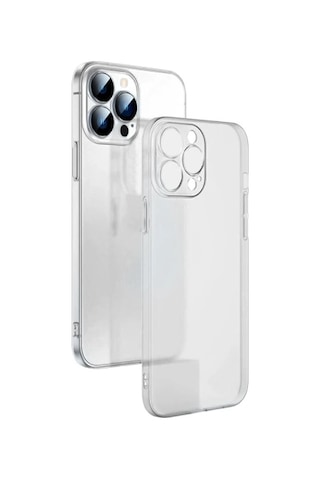 Hepsi Ally Apple Uyumlu iPhone 13 Pro Max 6.7inch Frosted Glass Şeffaf Kamera Korumalı Kılıf- 5775 Najmaddin Siyah