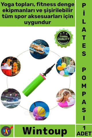 Pompa Egzersiz Top Şişirme Aparatı Pratik Hızlı El Tipi Dayanıklı Fitness Antrenman Pilates Pompası Çok Renkli