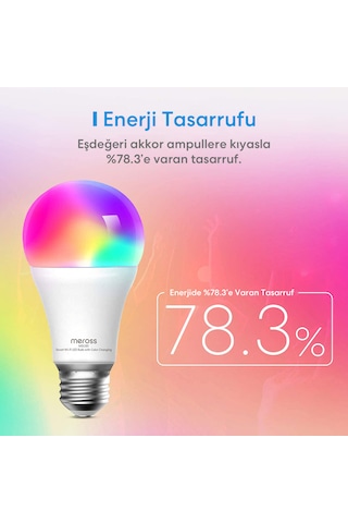 Meross Akıllı Rgb Ampül 810l/9w Msl120 Apple Home Destekli