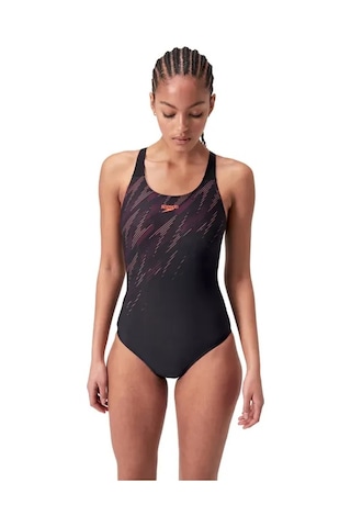 Speedo Hyper Boom Yerleştirmeli Kaslı Sırt Kadın Mayosu Siyah-bordo Siyah