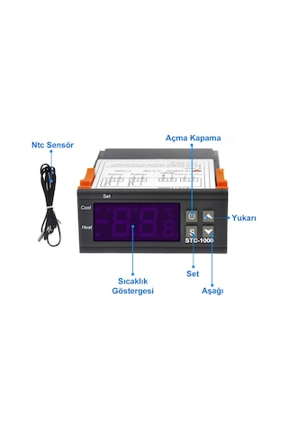 Stc-1000 Sıcaklık Termostatı 220v 10a 110v-220v Isıtıcı Soğutucu Dijital Ekran 10k Ntc Sıcaklık Sens