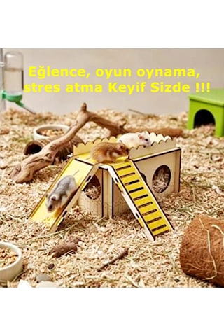 Merdivenli Kaydıraklı Oyun Alanı Hamster Oyuncağı Yuvası 20x10x11 Cm-renk Turuncu