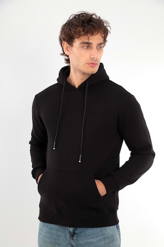 Mnk Baby & Kids Erkek Sweatshirt Pamuklu Standart Fit Normal Kesim İçi Polarlı 3 İplik Kapüşonlu Siyah