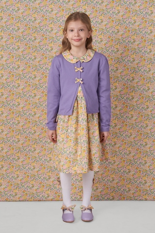 Made With Liberty Fabric Liberty Kumaş Kız Çocuk Triko Hırka Mor
