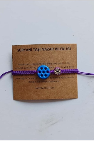 Unisex Bileklik Farklı Renkler Güzel Yedi Göz Süryani Nazar Taşı Gstb002 Mor