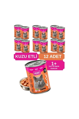 Hobi Maxicat Kuzu Etli Yetişkin Kedi Konservesi 400 Gr X 12 Adet