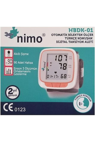 Nimo HBDK-01 (LD-737) Tam Otomatik Bilekten Ölçer Türkçe Konuşan Tansiyon Aleti