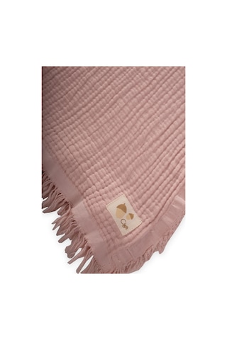 Cigit Dört Kat Püsküllü Battaniye 80x120 Cm Pudra Pembe Pudra