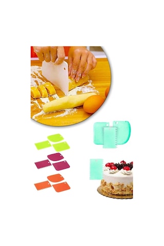 3lü Hamur Kesme Kazıma Aparatı Hamur Pasta Börek Kek Çörek Şekillendirici Kazıyıcı Set Renkli - 655160964 Renkli