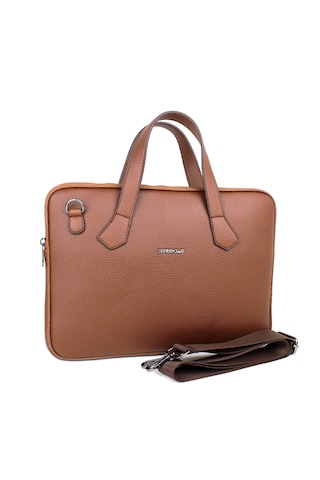 Kadın Taba Renk Evrak Çantası 13,6 İnç Laptop Çantası Taba