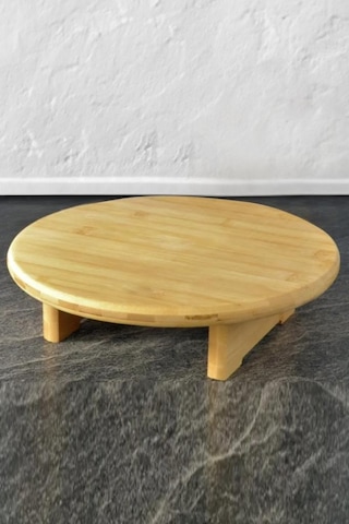 Digithome Bambu Tezgah Üstü Ayaklı Yuvarlak Kesim Panosu Servis Ve Sunum Tahtası 32 Cm Kahverengi - Thn76059 C1-1-18