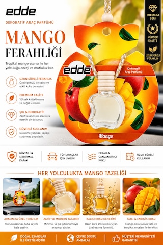 Edde Mango Kokulu Askılı Apple Araba Araç Oto Kokusu Dikiz Aynası Kokusu 001