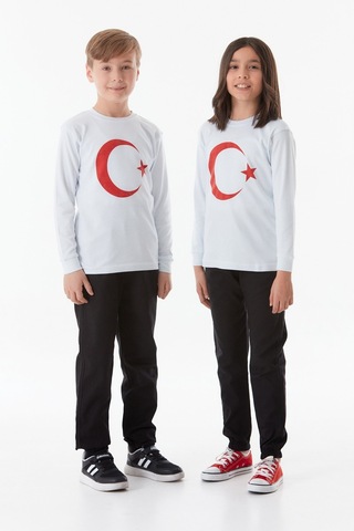Fullamoda Türk Bayrağı Baskılı Çocuk Sweatshirt 24mcck1749207175-beyaz 24MCCK1749207175-Beyaz