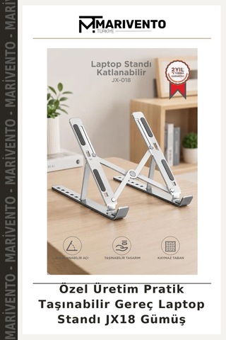 Özel Üretim Pratik Taşınabilir Gereç Laptop Standı Jx18 Gümüş