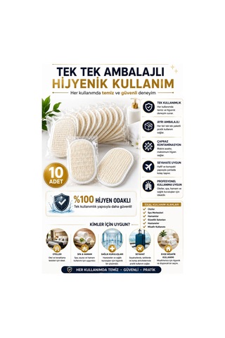 10 Adet Tek Kullanımlık Banyo Lifi 10x15 Cm Hijyenik El Geçirmeli Duş, Spa, Otel Ve Seyahat Lifi