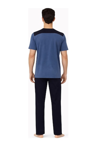 Gk Luxury & Fashıon Sude Erkek Pijama Takımı Kısa Kollu Alt Uzun - A300-05 Ve A301-1173-1 %100 Koton Mavi
