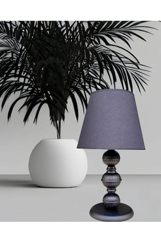 Riga Metal Abajur Siyah Boyalı Siyah Şapkalı Siyah