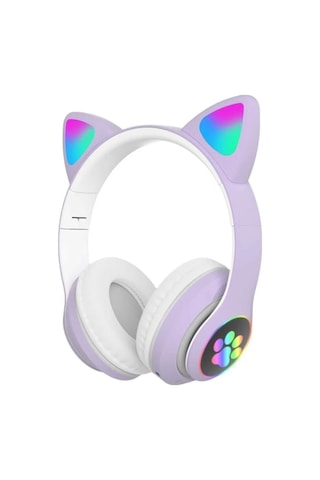 Karler Stn-28 Bluetooth Mikrofonlu Led Işıklı Hafıza Kartı Girişli Kulak Üstü Kedi Kulaklık