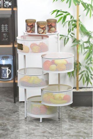 Galvaniz Açılır Kapanır 5 Katlı Paslanmaz Beyaz Sebzelik