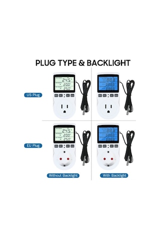 Çok Fonksiyonlu Dijital Termostatlı Priz - Isıtma/soğutma Modu, Zamanlayıcı, -40 C-120 C, 100-250vac, Eu Standart