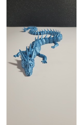55 Cm 3d Baskı Mavi Ejderha Figürü Hareketli Eklemli Dragon Metalik Görünümlü Dekoratif Masaüstü Süs Koleksiyonluk Hediyelik