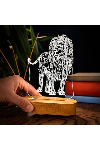 Geometrik Aslan Tasarımlı 3d Led Gece Lambası Sku: Smg8690010045461 10 Parça Siyah