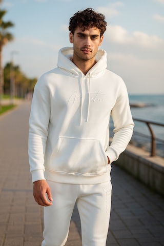 Oversize Ekru Renk Kapüşonlu Eşofman Takımı-1665 Ekru