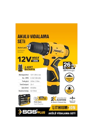 Sgs 5131 Li-on 12 V Çift Akülü Vidalama Makinesi