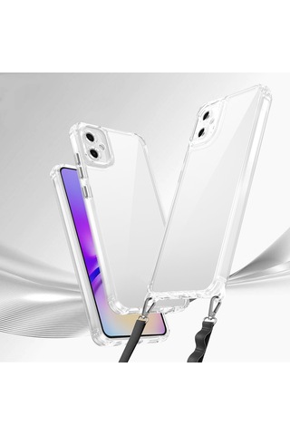 Zore Samsung Galaxy A06 Uyumlu Kılıf Airbagli Takılabilir Askı Aparatlı Omsy Snap Silikon Kapak-şeffaf Şeffaf
