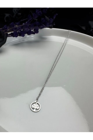 Hayat Ağaçlı Çelik Zincir Çocuk Kolye Ulukayın Serisi Gümüş