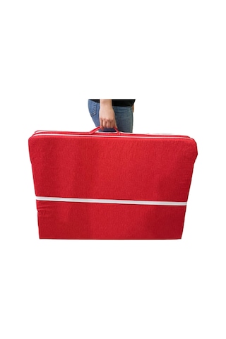 Katlanır Sünger Tek Kişilik Yer Yatağı 80x180x6 CM Kırmızı Kırçıllı