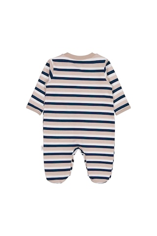 Civil Baby Çizgili 26 Baskılı Şapkalı 1-9 Ay Tulum - Bej Açık Vizon