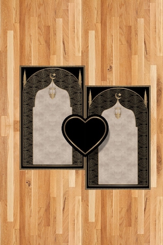 Kalpli Çift Seccade Diz Ağrıtmayan Yumuşak Namazlık Hediyelik Seccade Siyah