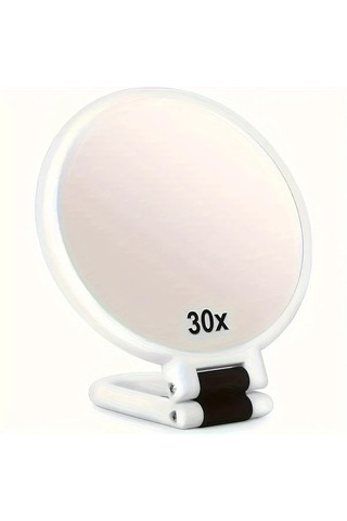 Oldfriend Büyütmeli Katlanır Makyaj Aynası 1x 30x Çift Taraflı Portatif Seyahat Aynası Beyaz Cımbız Beyaz