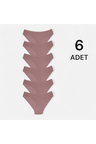 Erdenay Tekstil Penye Licralı Kadın Bikini Külot 6'lı - Gül Kurusu Gül Kurusu