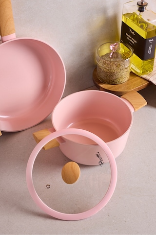 Danish Cook Pink İndüksiyon Tabanlı 7 Parça Tencere Seti Pembe