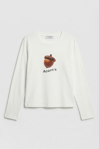 Itsbasic Kadın Beyaz W5 Oversize Baskılı %100 Pamuk Sweatshirt